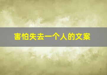 害怕失去一个人的文案