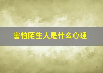 害怕陌生人是什么心理