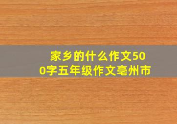 家乡的什么作文500字五年级作文亳州市