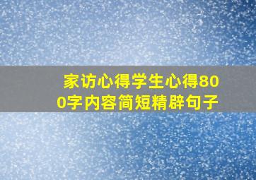 家访心得学生心得800字内容简短精辟句子