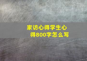 家访心得学生心得800字怎么写