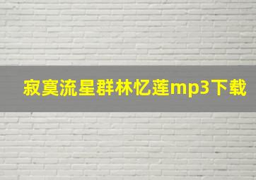 寂寞流星群林忆莲mp3下载