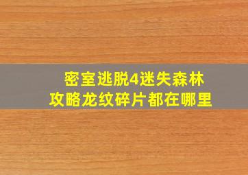 密室逃脱4迷失森林攻略龙纹碎片都在哪里