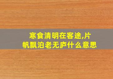 寒食清明在客途,片帆飘泊老无庐什么意思