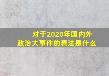 对于2020年国内外政治大事件的看法是什么