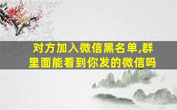 对方加入微信黑名单,群里面能看到你发的微信吗