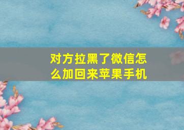 对方拉黑了微信怎么加回来苹果手机