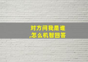 对方问我是谁,怎么机智回答