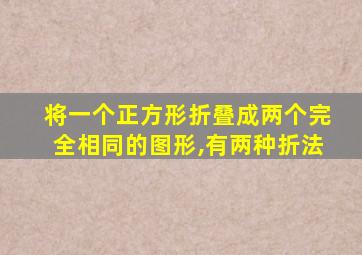 将一个正方形折叠成两个完全相同的图形,有两种折法