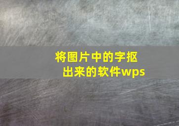 将图片中的字抠出来的软件wps