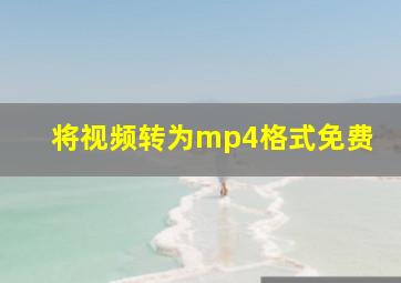 将视频转为mp4格式免费