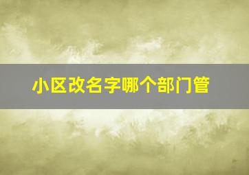 小区改名字哪个部门管