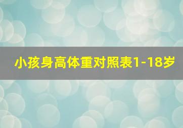 小孩身高体重对照表1-18岁