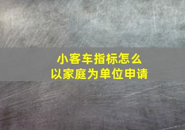 小客车指标怎么以家庭为单位申请