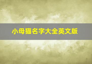 小母猫名字大全英文版