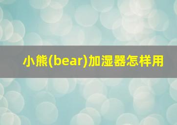 小熊(bear)加湿器怎样用