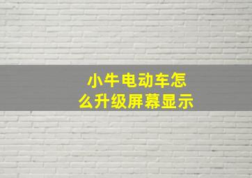 小牛电动车怎么升级屏幕显示