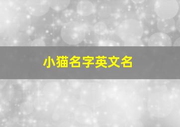 小猫名字英文名