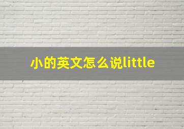 小的英文怎么说little