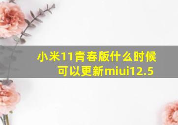 小米11青春版什么时候可以更新miui12.5