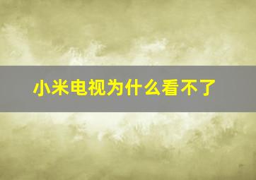 小米电视为什么看不了