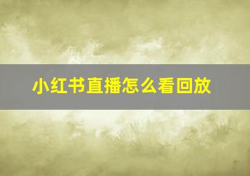 小红书直播怎么看回放