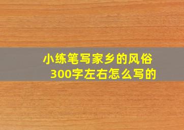 小练笔写家乡的风俗300字左右怎么写的