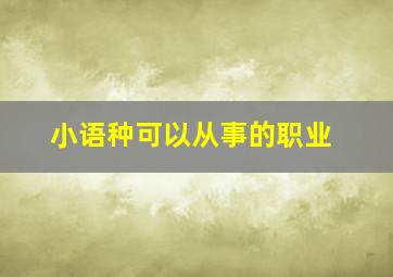 小语种可以从事的职业