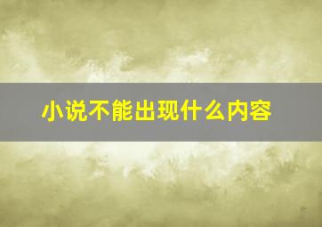 小说不能出现什么内容