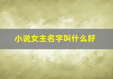 小说女主名字叫什么好