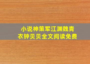 小说神策军江渊魏青衣钟贝贝全文阅读免费