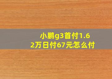 小鹏g3首付1.62万日付67元怎么付