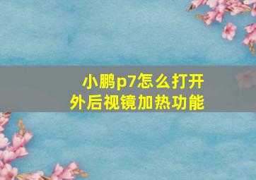 小鹏p7怎么打开外后视镜加热功能