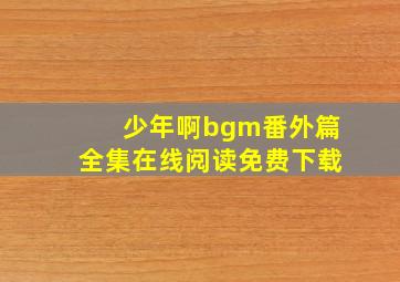 少年啊bgm番外篇全集在线阅读免费下载