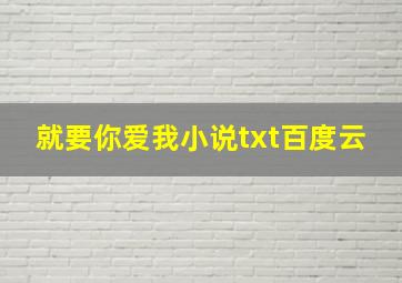 就要你爱我小说txt百度云