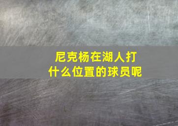 尼克杨在湖人打什么位置的球员呢