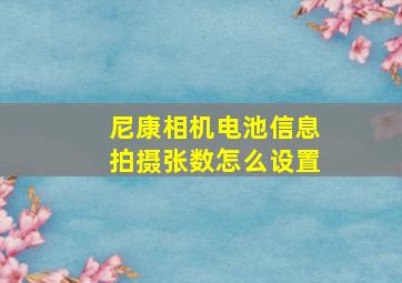 尼康相机电池信息拍摄张数怎么设置