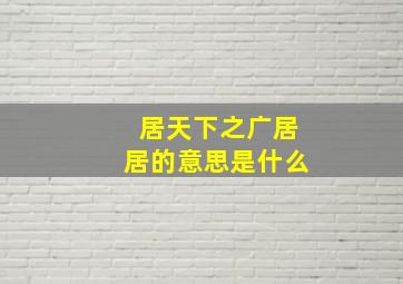 居天下之广居居的意思是什么