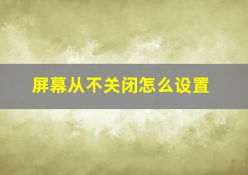 屏幕从不关闭怎么设置