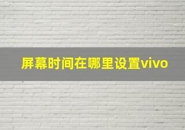 屏幕时间在哪里设置vivo