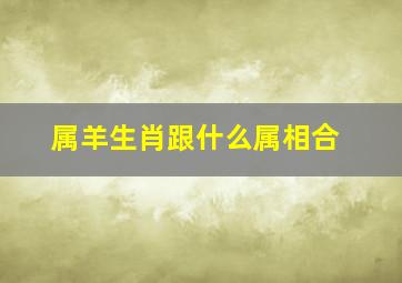 属羊生肖跟什么属相合