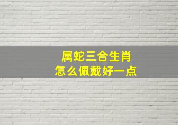 属蛇三合生肖怎么佩戴好一点