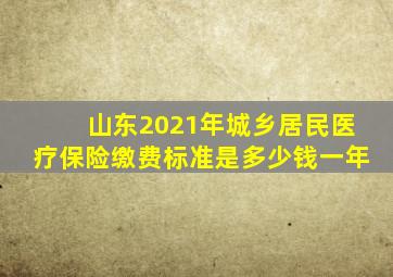 山东2021年城乡居民医疗保险缴费标准是多少钱一年