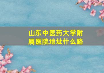 山东中医药大学附属医院地址什么路