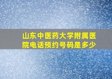 山东中医药大学附属医院电话预约号码是多少