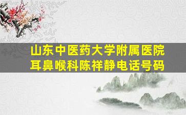 山东中医药大学附属医院耳鼻喉科陈祥静电话号码