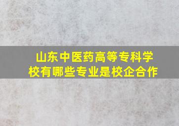 山东中医药高等专科学校有哪些专业是校企合作