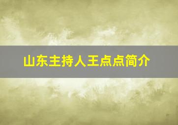 山东主持人王点点简介