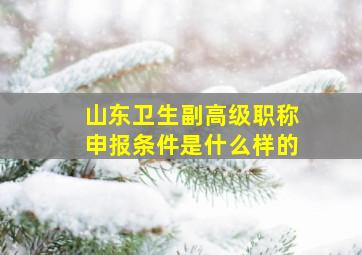 山东卫生副高级职称申报条件是什么样的