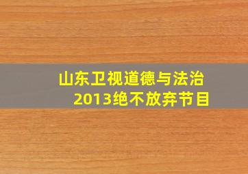 山东卫视道德与法治2013绝不放弃节目